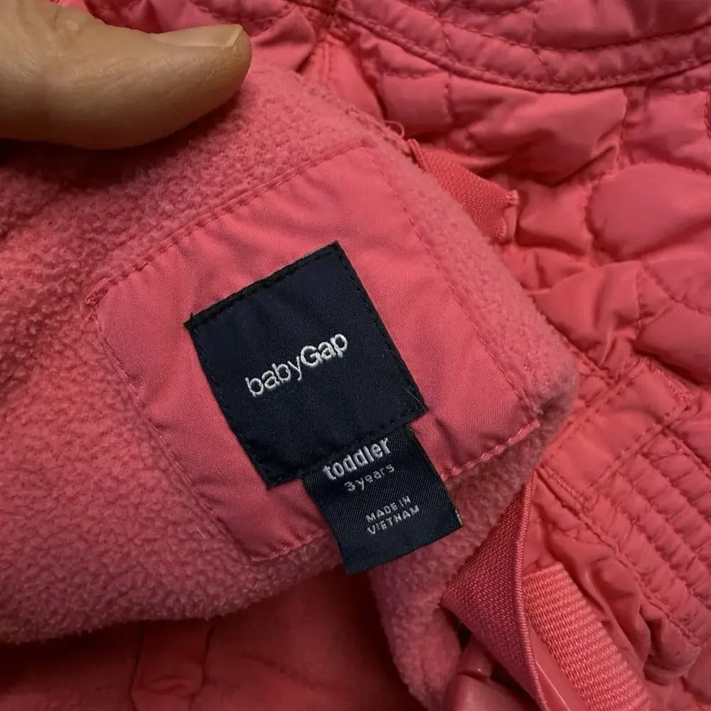 Baby GAP Fleece Lined Quilted Snow Pants Bibs Winter 3 Years 3T Toddler Pink